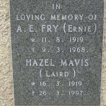 FRY A.E. 1919-1968 &amp; Hazel Mavis LAIRD 1919-1997