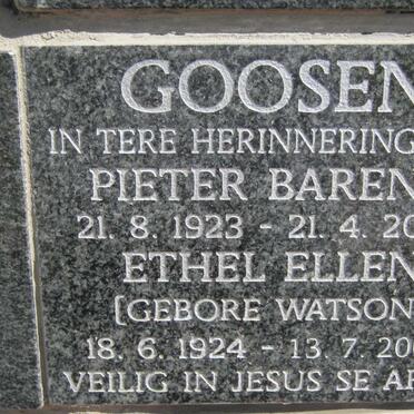 GOOSEN Pieter Barend 1923-2004 &amp; Ethel Ellen WATSON 1924-2006