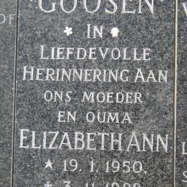 GOOSEN Elizabeth Ann 1950-1998