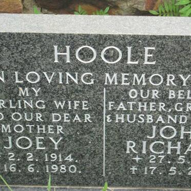 HOOLE John Richard 1915-2002 &amp; Joey 1914-1980