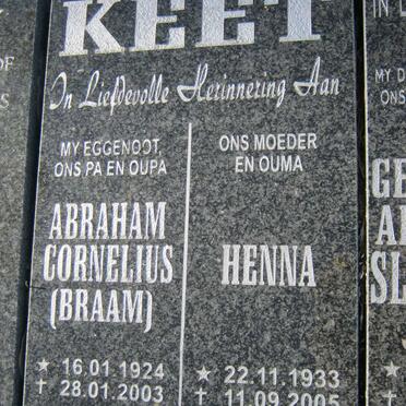 KEET Abraham Cornelius 1924-2003 &amp; Henna 1933-2005