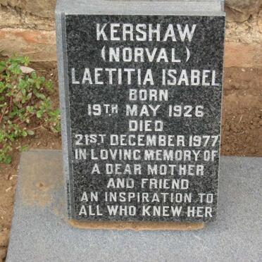 KERSHAW Laetitia Isabel nee NORVAL 1926-1977