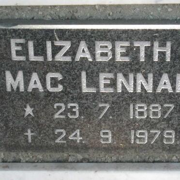 MacLENNAN Elizabeth 1887-1979 