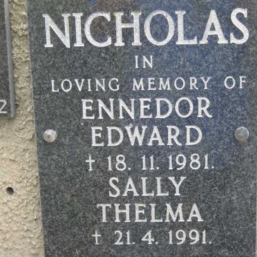 NICHOLAS Ennedor Edward -1981 &amp; Sally Thelma -1991