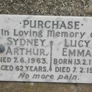 PURCHASE Sydney Arthur -1963 &amp; Lucy Emma 1903-1980