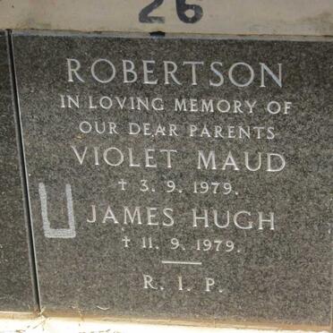 ROBERTSON James Hugh -1979 &amp; Violet Maud -1979