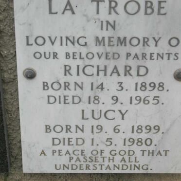 TROBE Richard, la 1898-1965 &amp; Lucy 1899-1980 