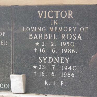 VICTOR Sydney 1940-1986 &amp; Barbel Rosa 1950-1986