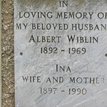 WIBLIN Albert 1892-1969 &amp; Ina 1897-1990