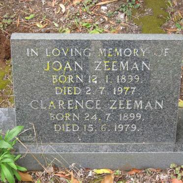 ZEEMAN Clarence 1899-1979 &amp; Joan 1899-1977