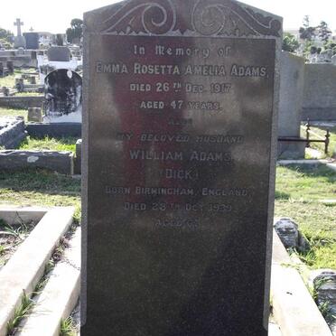 ADAMS William -1939 &amp; Emma Rosetta Amelia -1917