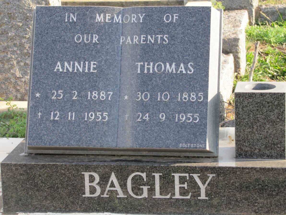 BAGLEY Thomas 1885-1955 &amp; Annie 1887-1955 