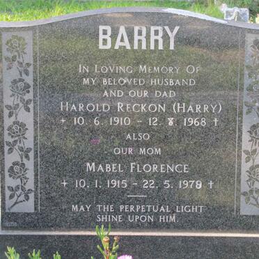 BARRY Harold Reckon 1910-1968 &amp; Mabel Glorence 1915-1978