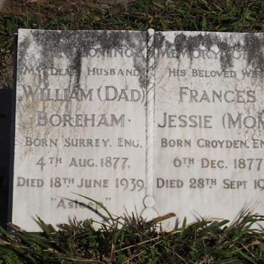 BOREHAM William 1877-1939 &amp; Frances Jessie 1877-1947