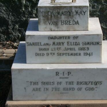 BREDA Hilda Mary May, van nee SIMPKINS 1883-1941