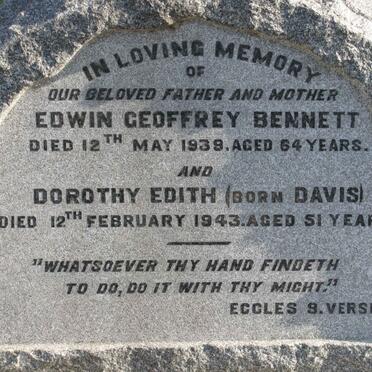 BENNETT Edwin Geoffrey -1939 &amp; Dororthy Edith DAVIS -1943