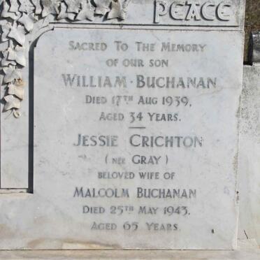 BUCHANAN William -1939 :: BUCHANAN Jessie Crichton nee GRAY -1943