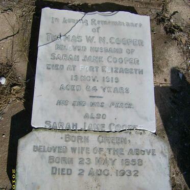 COOPER Thomas W. N. -1919 &amp; Sarah Jane GREEN 1858-1932