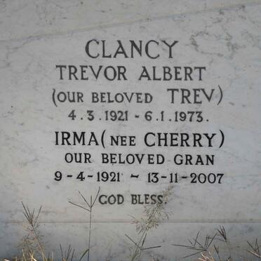 CLANCY Trevor Albert 1921-1973 &amp; Irma CHERRY 1921-2007
