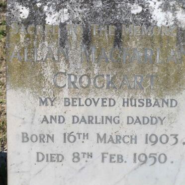 CROCKART Allan Macfarlane 1903-1950