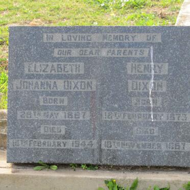 DIXON Henry 1873-1967 &amp; Elizabeth Johanna 1887-1944