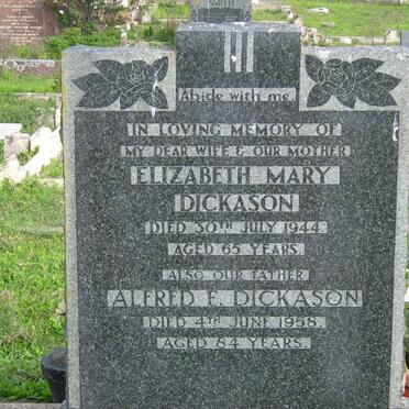 DICKASON Alfred F. -1958 &amp; Elizabeth Mary -1944