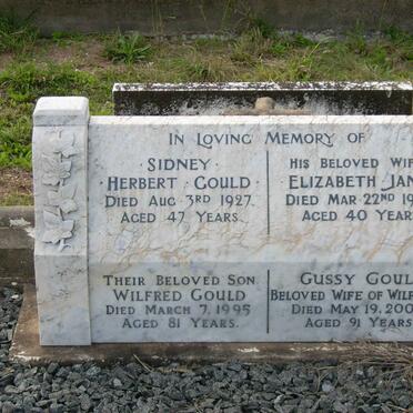 GOULD Sidney Herbert -1929 &amp; Elizabeth Jane -1920 :: GOULD Wilfred -1995 &amp; Gussy -2006
