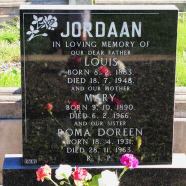 JORDAAN Louis 1883-1948 &amp; Mary 1890-1966 :: JORDAAN Roma Doreen 1931-1963