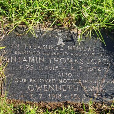 JORDAN Benjamin Thomas 1915-1972 &amp; Gwenneth Esme 1918-1993