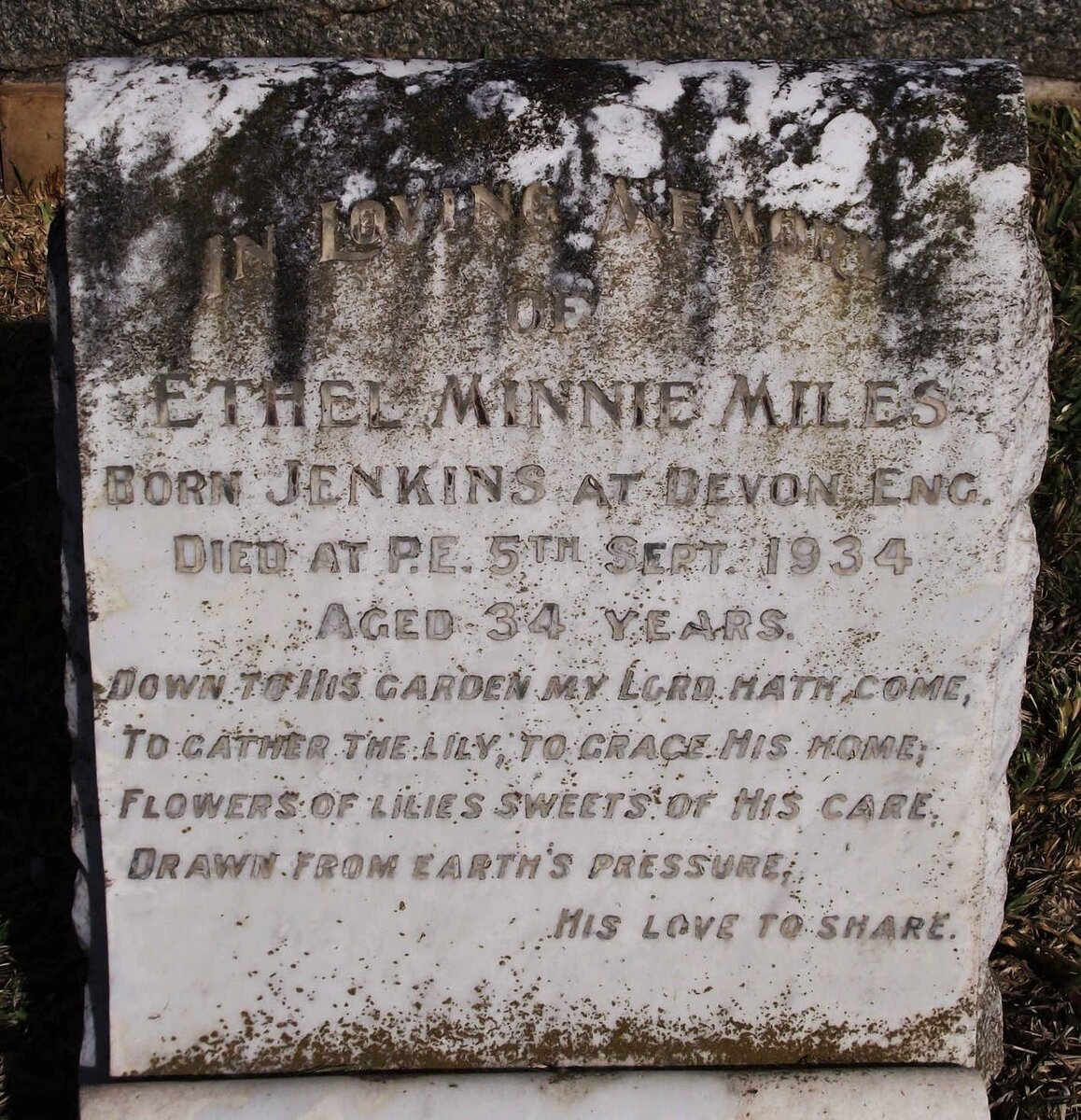 MILES Ethel Minnie nee JENKINS -1934