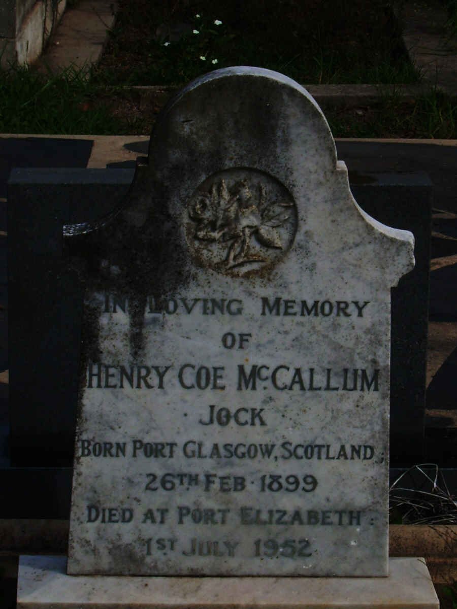 McCALLUM Henry Coe 1899-1952