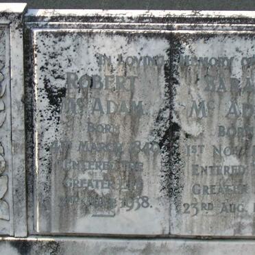 McADAM Robert 1849-1938 &amp; Sarah 1857-1945