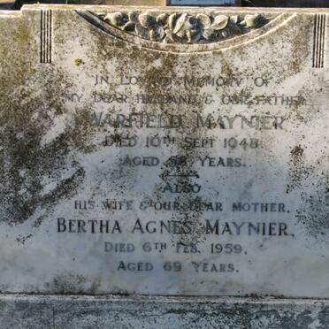 MAYNIER Warfield -1948 &amp; Bertha Agnes -1959