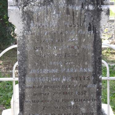 MOSSOT Alphonse 1852-1915 &amp; Josephine Mary Ann RICKETTS 1852-1933