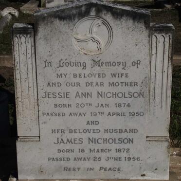 NICHOLSON James 1872-1956  &amp; Jessie Ann 1874-1950