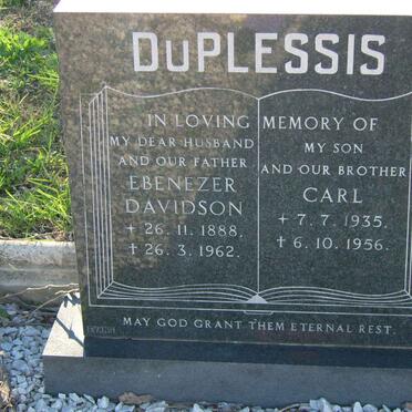 PLESSIS Ebenezer Davidson, du 1888-1962 :: DU PLESSIS Carl 1935-1956