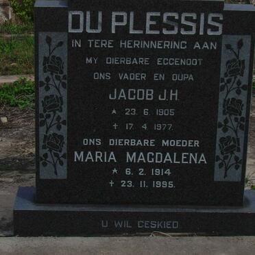 PLESSIS Jacob J.H., du 1905-1977 &amp; Maria Magdalena 1914-1995