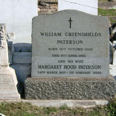 PATERSON William Greenshields 1902 -1961 &amp; Margaret Hood 1907-2002
