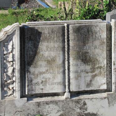 ROWAN Jacob Joubert 1871-1949 &amp; Elizabeth Sarah Anne 1886-1968 