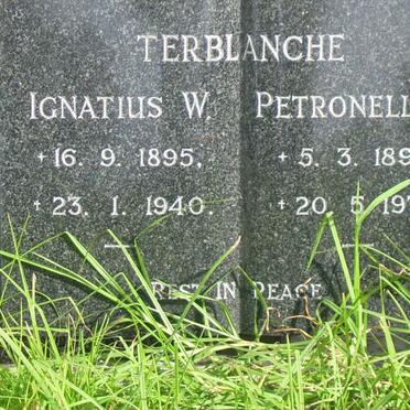 TERBLANCHE Ignatius W. 1895-1940 &amp; Petronella F. 1896-1971