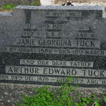 TUCK Arthur Edward 1876-1946 &amp; Janie Georgina 1880-1943