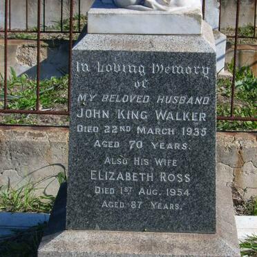 WALKER John King -1935 &amp; Elizabeth Ross -1954