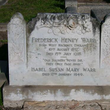 WARR Frederick Henry 1857-1928 &amp; Isabel Susan Mary -1949