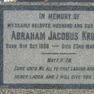 KRUGER Abraham Jacobus 1886-1948