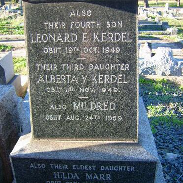 KERDEL Leonard E. -1949 :: KERDEL Alberta V. -1949 :: KERDEL Margeret -1959 