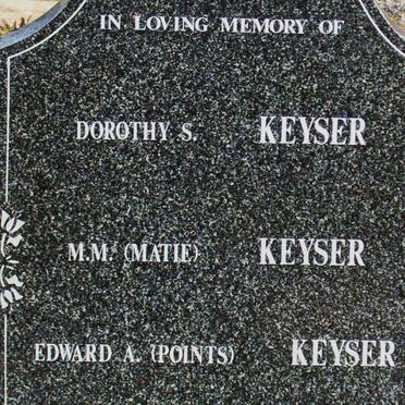 KEYSER Dorothy S. :: KEYSER M.M. :: KEYSER Edward A.