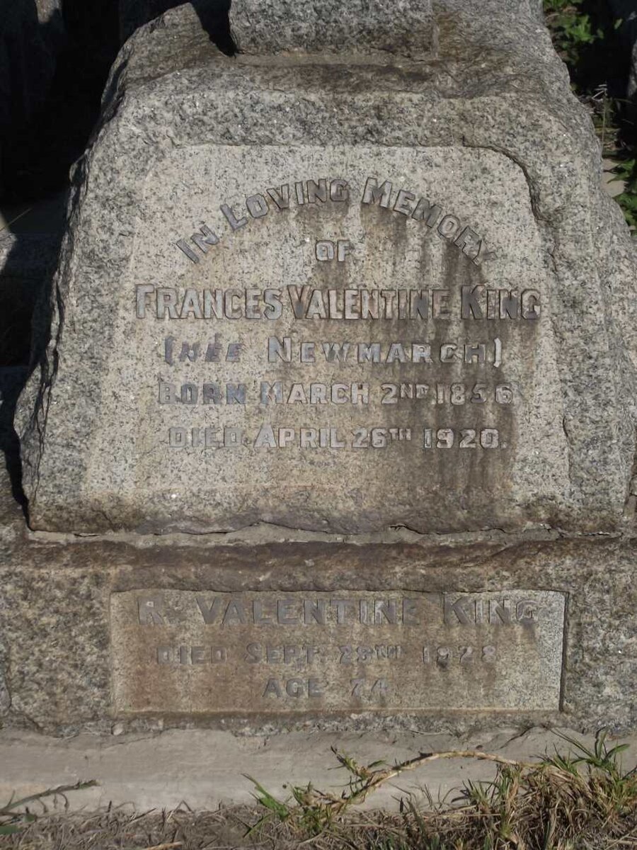 KING R. Valentine -1928 &amp; Frances Valentine NEWMARCH 1856-1920