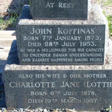KOFFINAS John 1873-1953 &amp; Charlotte Jane1878-1957