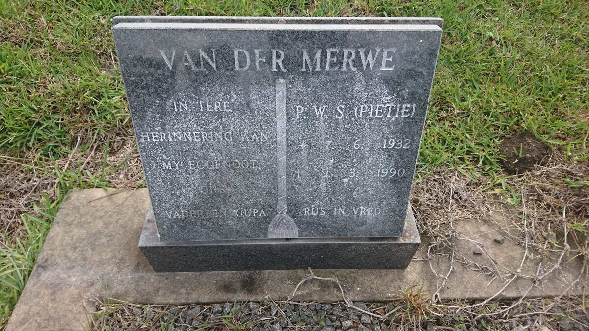 MERWE P.W.S., van der 1932-1990