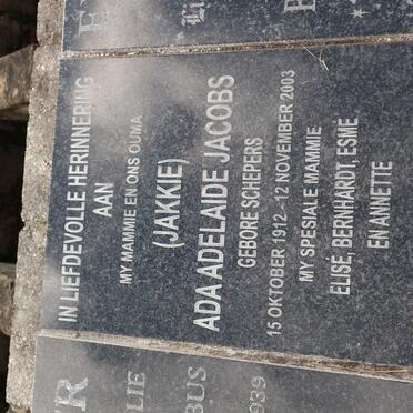 JACOBS Ada Adelaide nee SCHEPERS 1912-2003